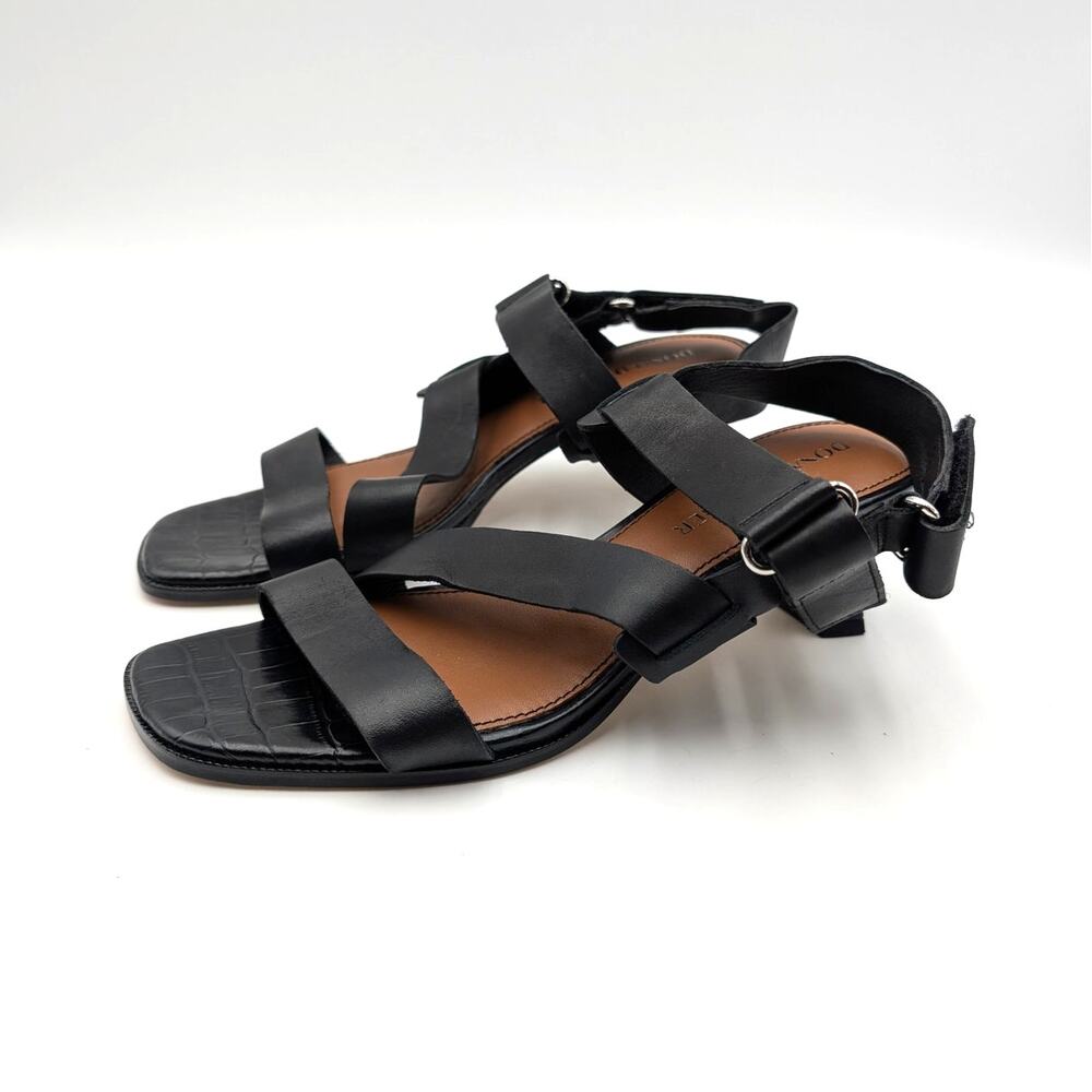 Donald Pliner Kamele Block Heel Sandals Open Toe Women's Black Size US7.5M EU38